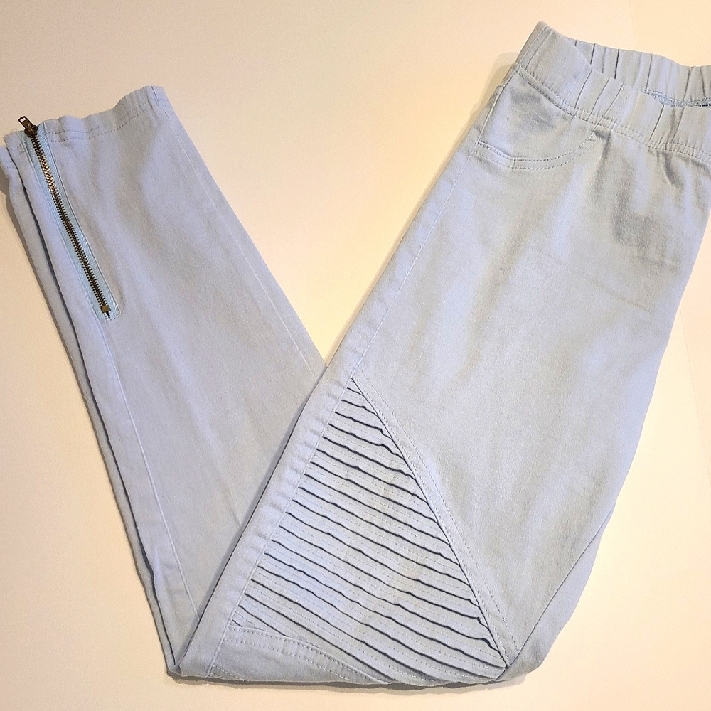 Beulah pale blue moto pants
